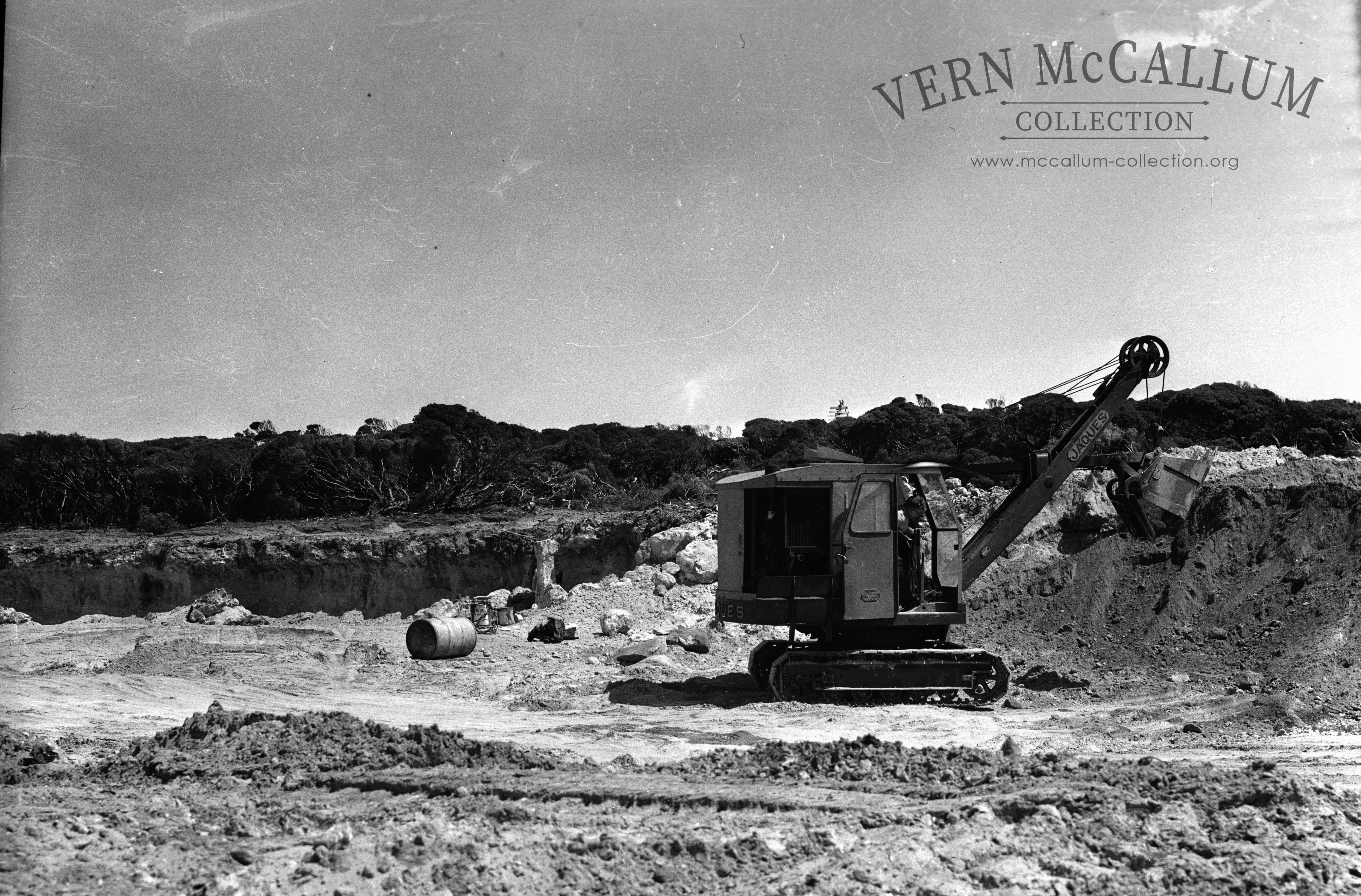 The Jaques Shovel loading limestone overburden at the Cape Grant quarry.