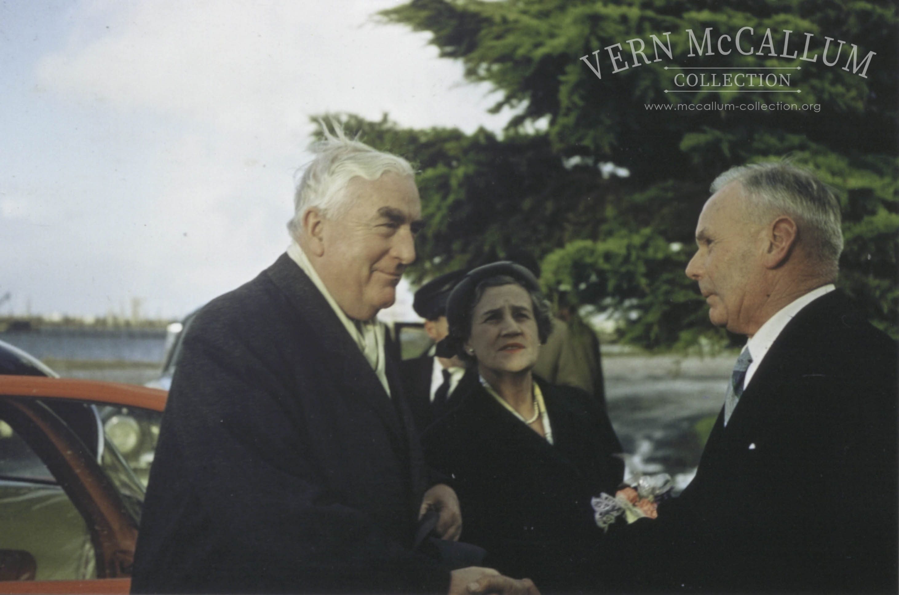 The Prime Minister of Australia Mr Robert Menzies with the Portland Harbour Trust Chairman Mr K S Anderson.