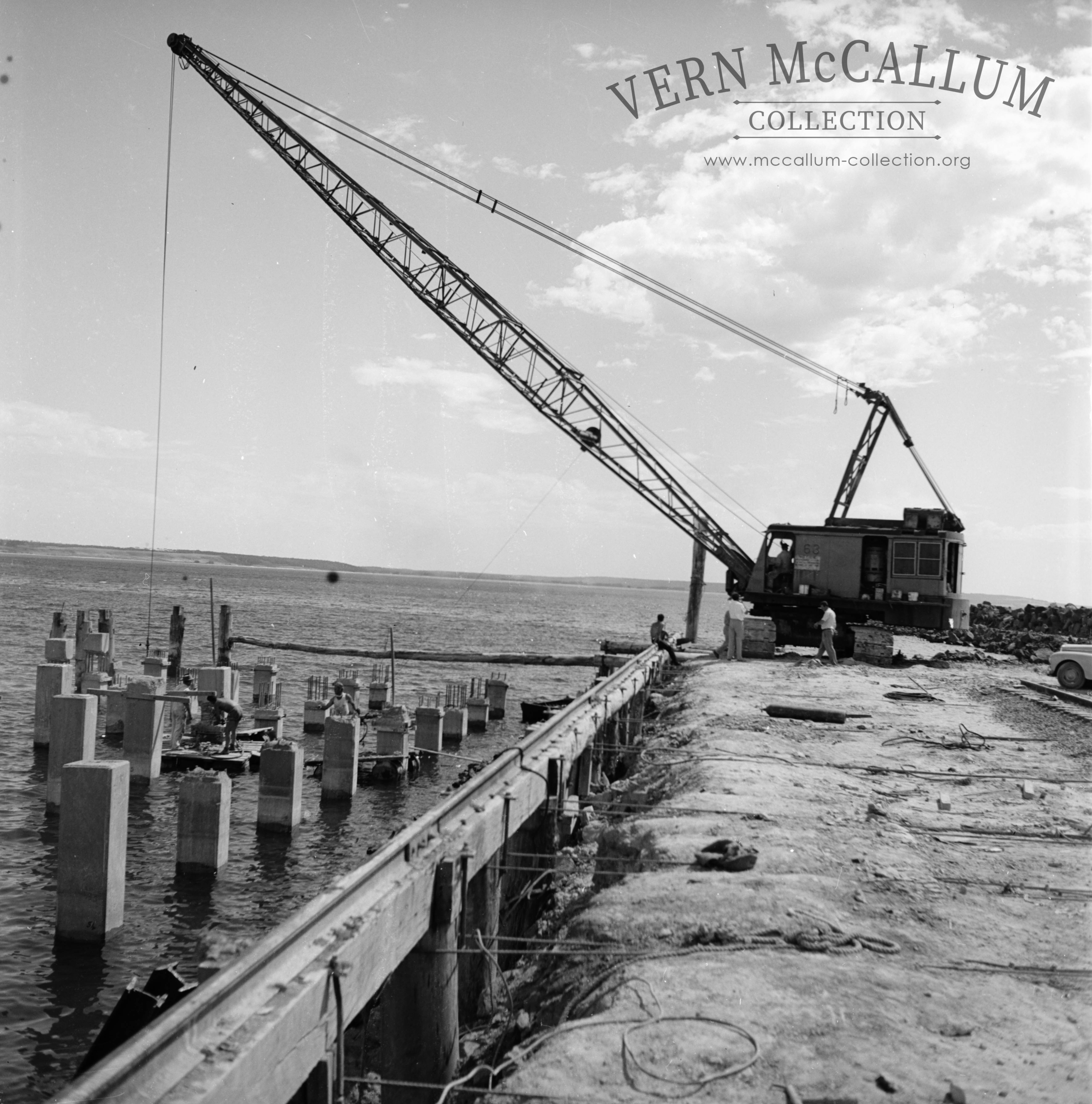 Placing the piles.using the Marrion crane.