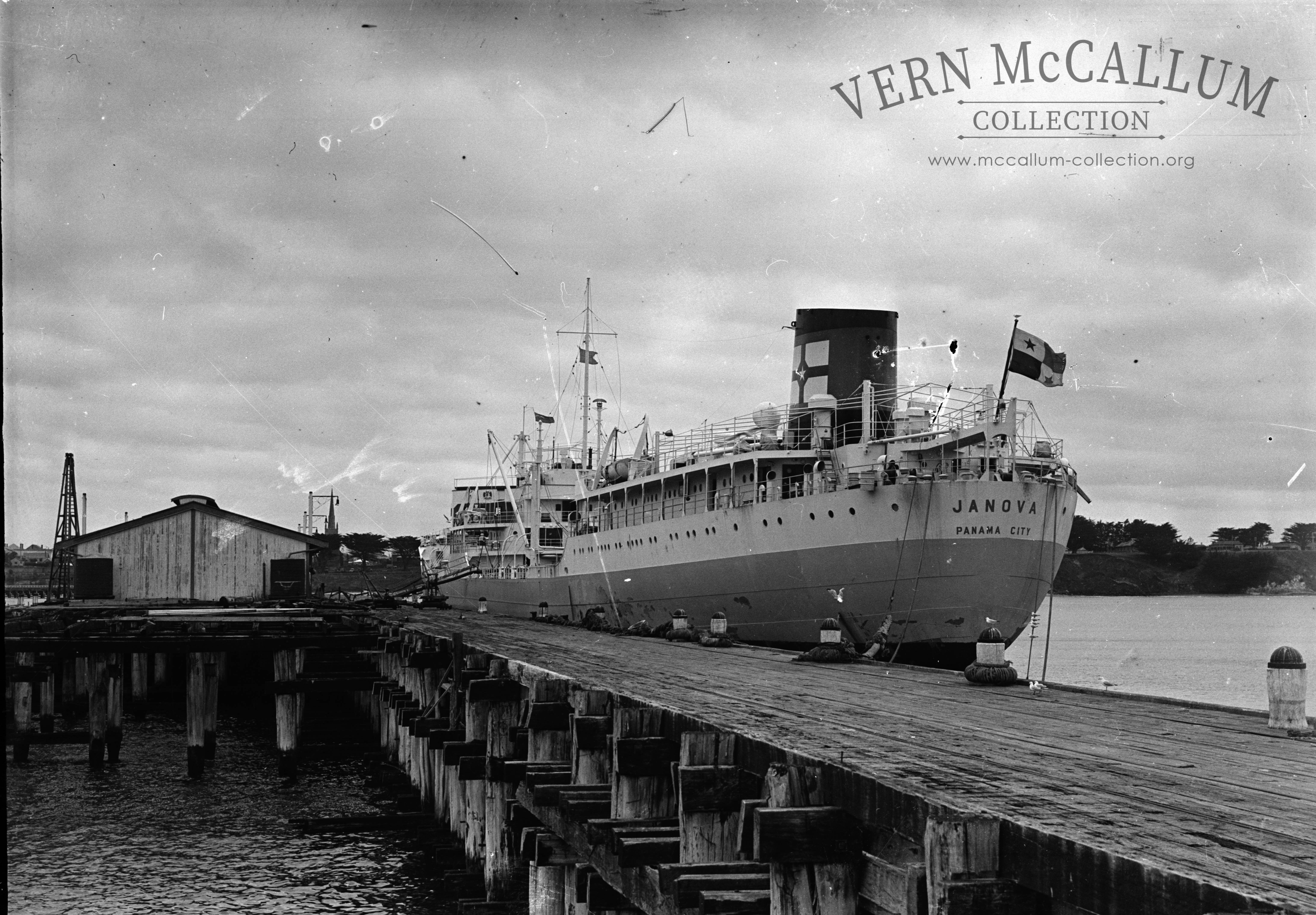 A ship moored on the Ocean pier Portland .
This was done from a glass negative .