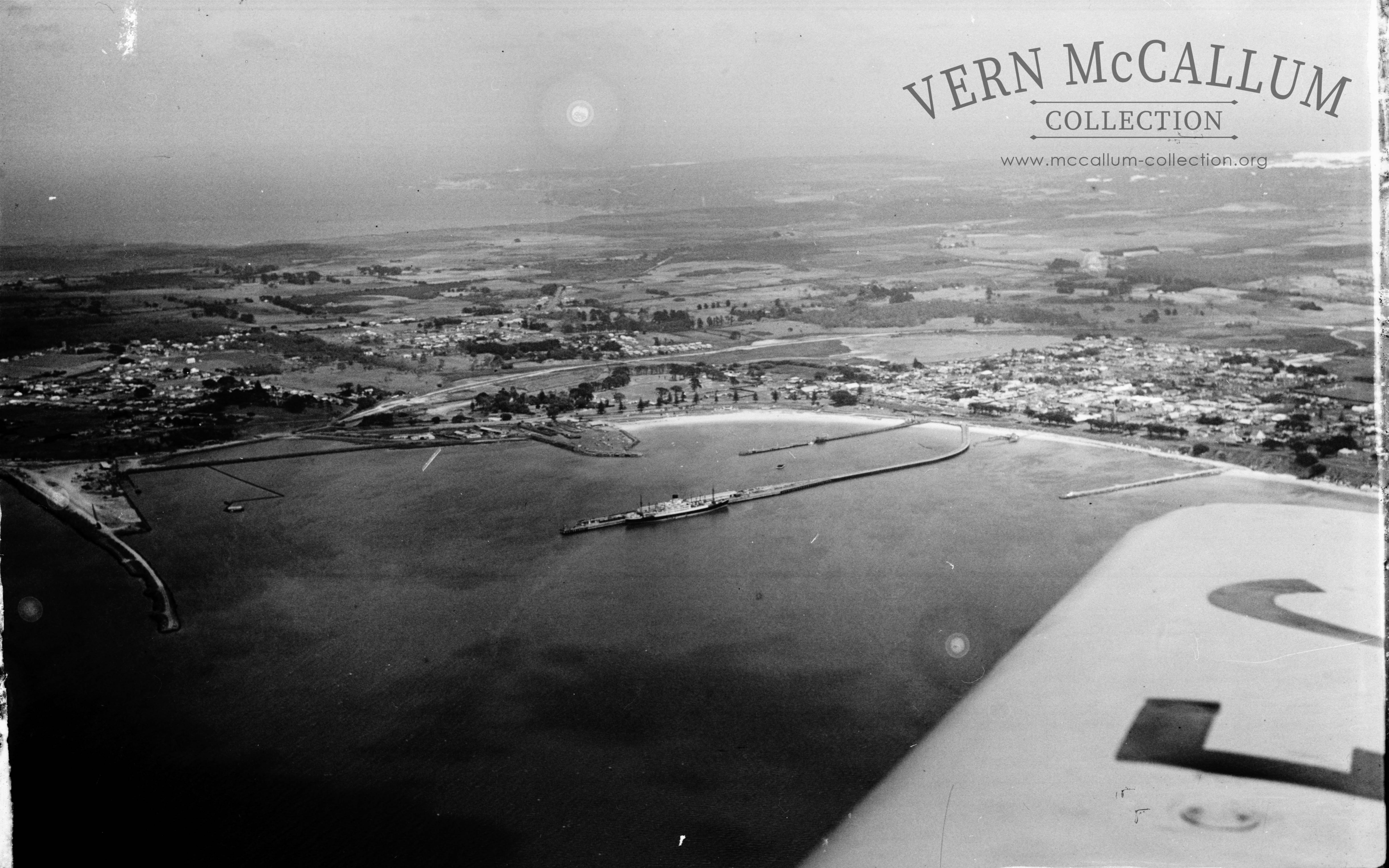 An aerial photo of the Portland harbour, circa 1953.
This photo is from a glass negative .