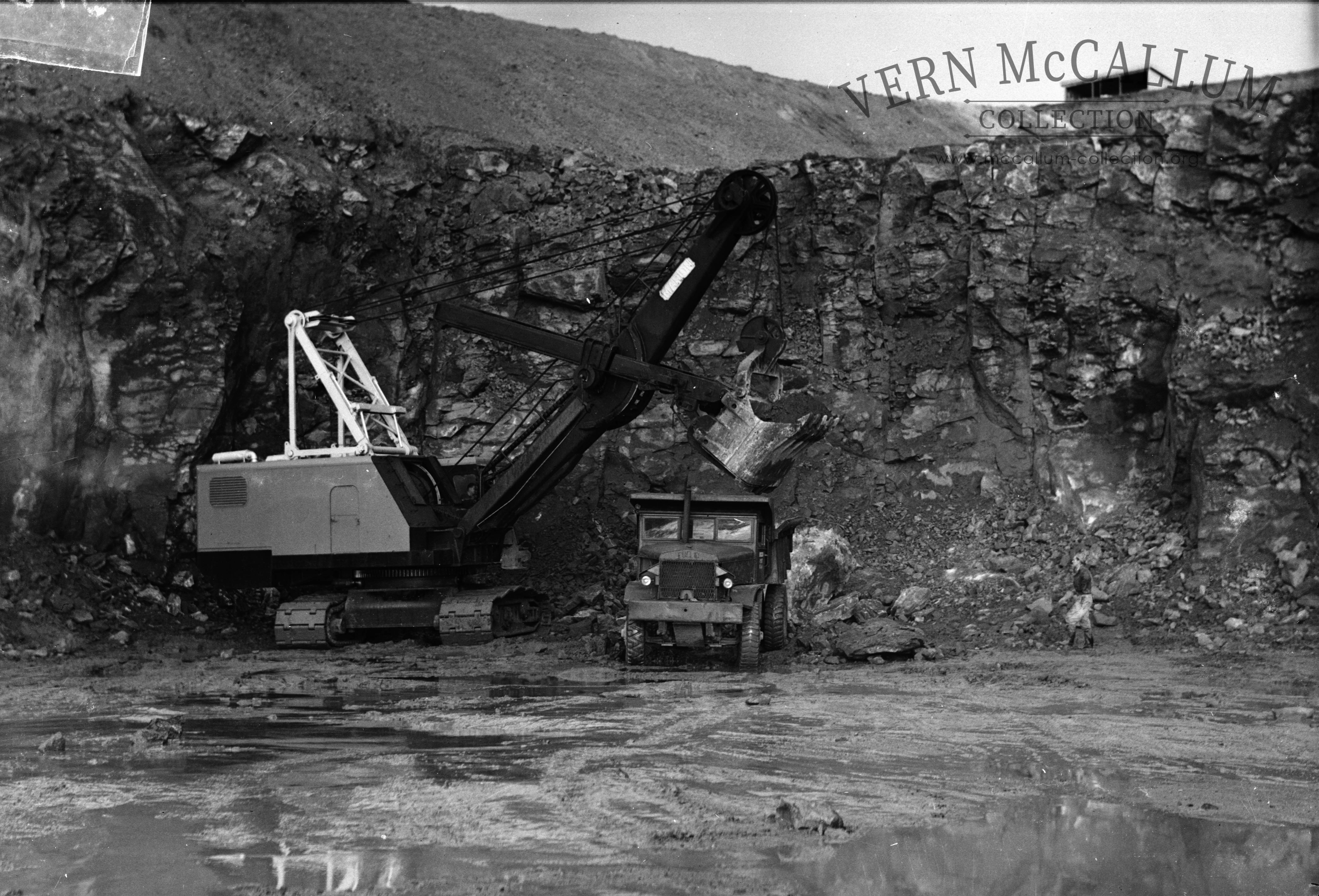 The Marrion excavator loading rock at Cape Grant quarry onto a Euclid truck.