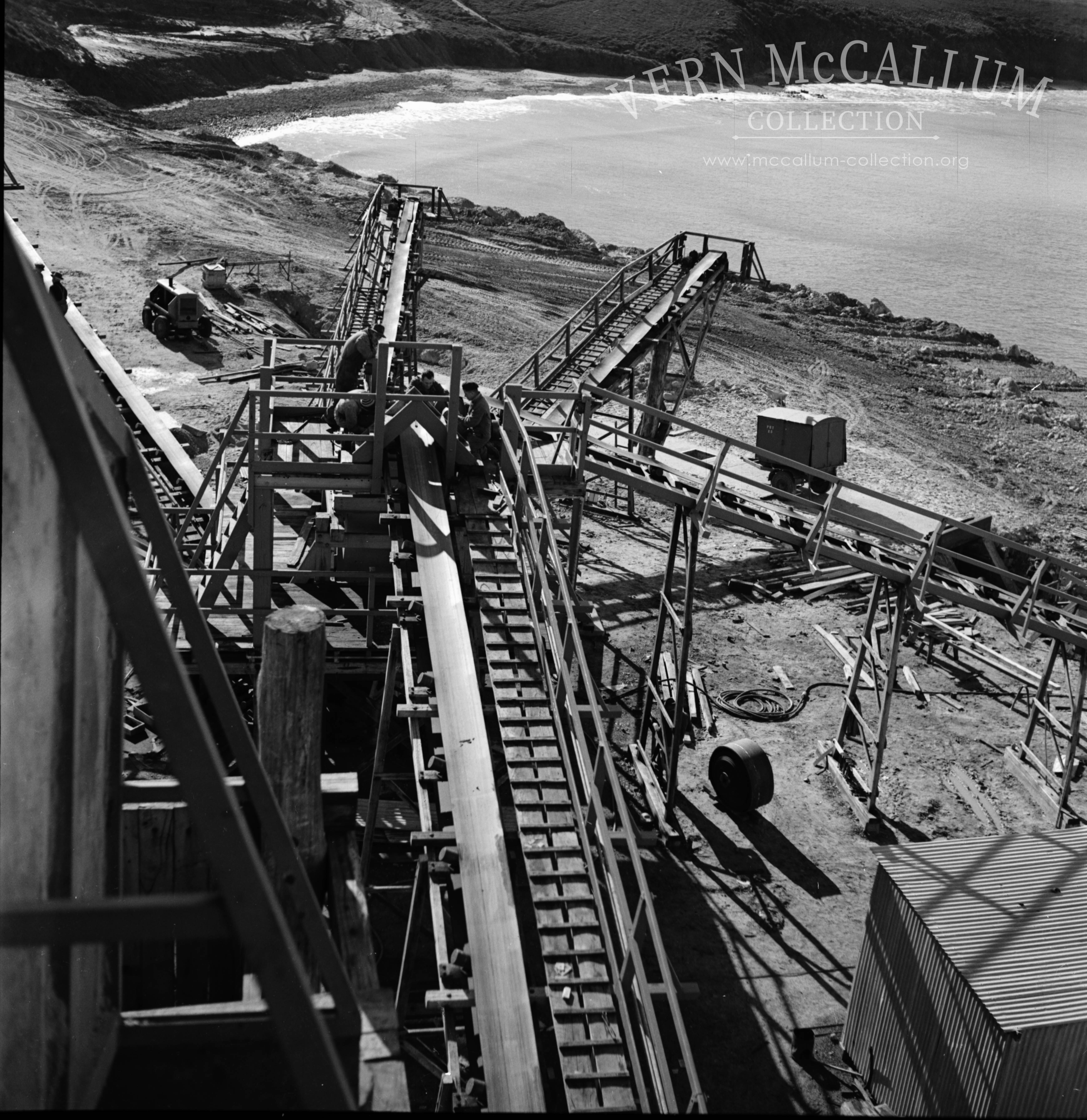 The conveyer belts and screens at the crusher.