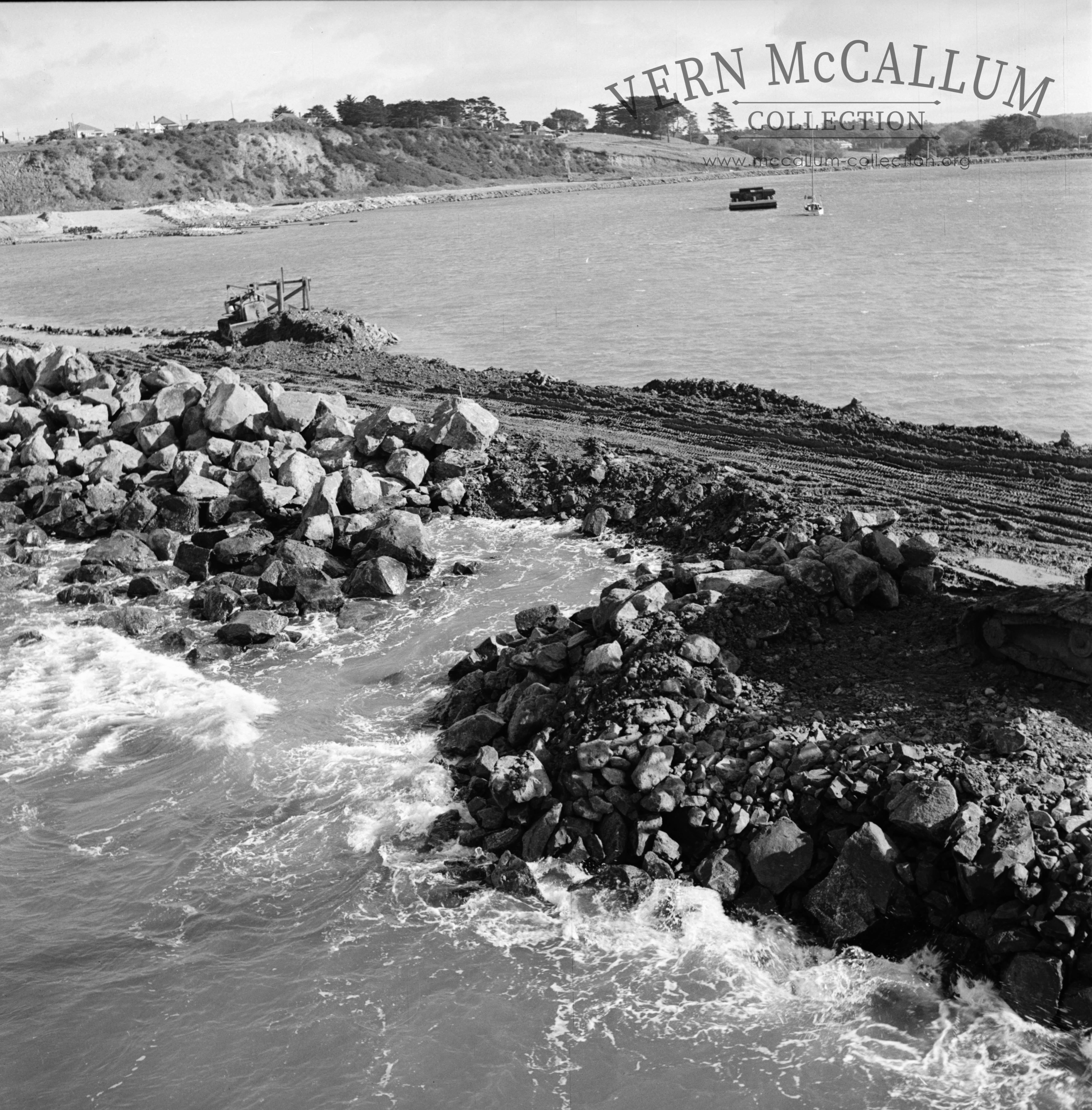 Buildin the main breakwater.