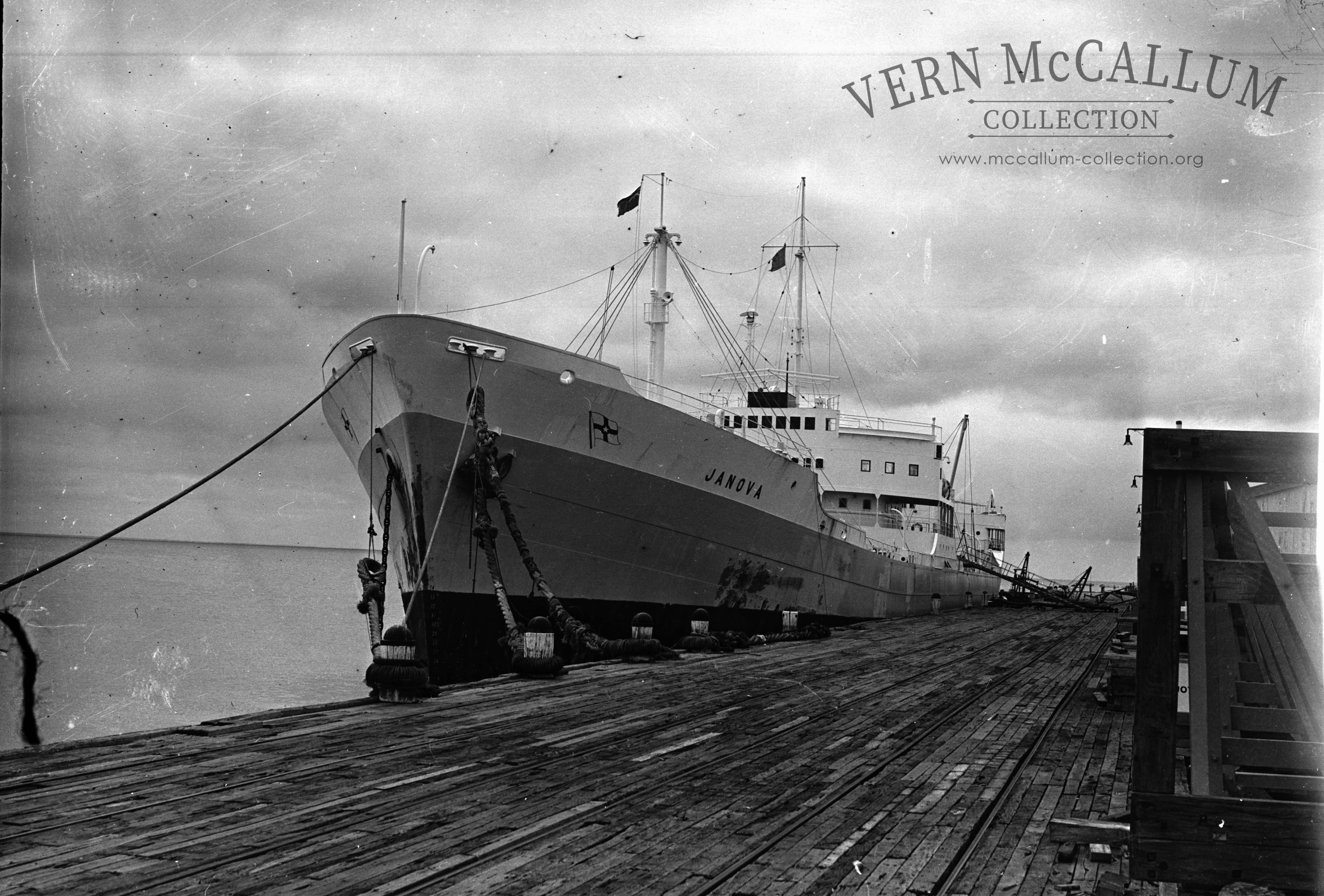 The "Janova"tied up at the ocean pier.