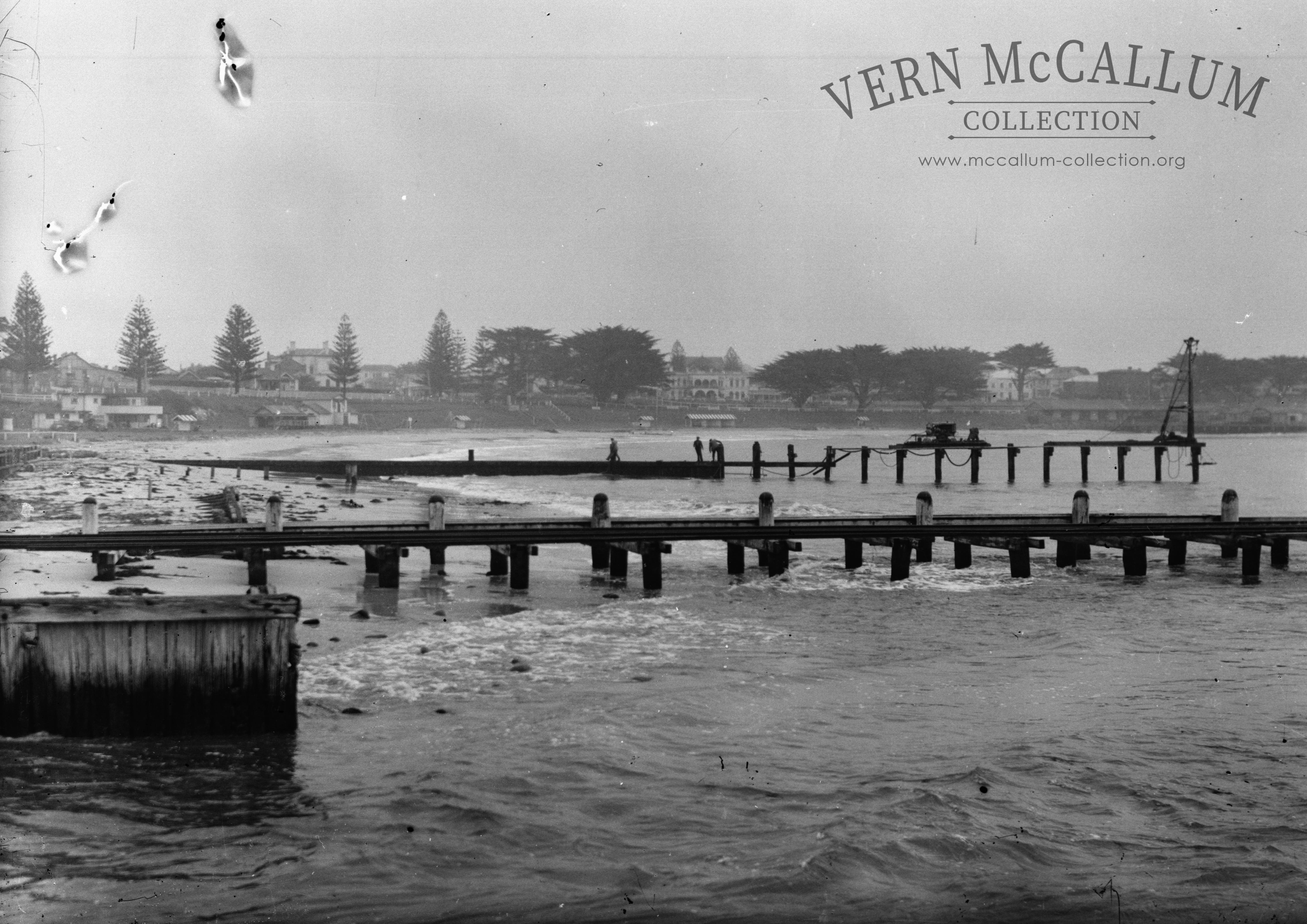 Working on a jetty prior to the building of the port.