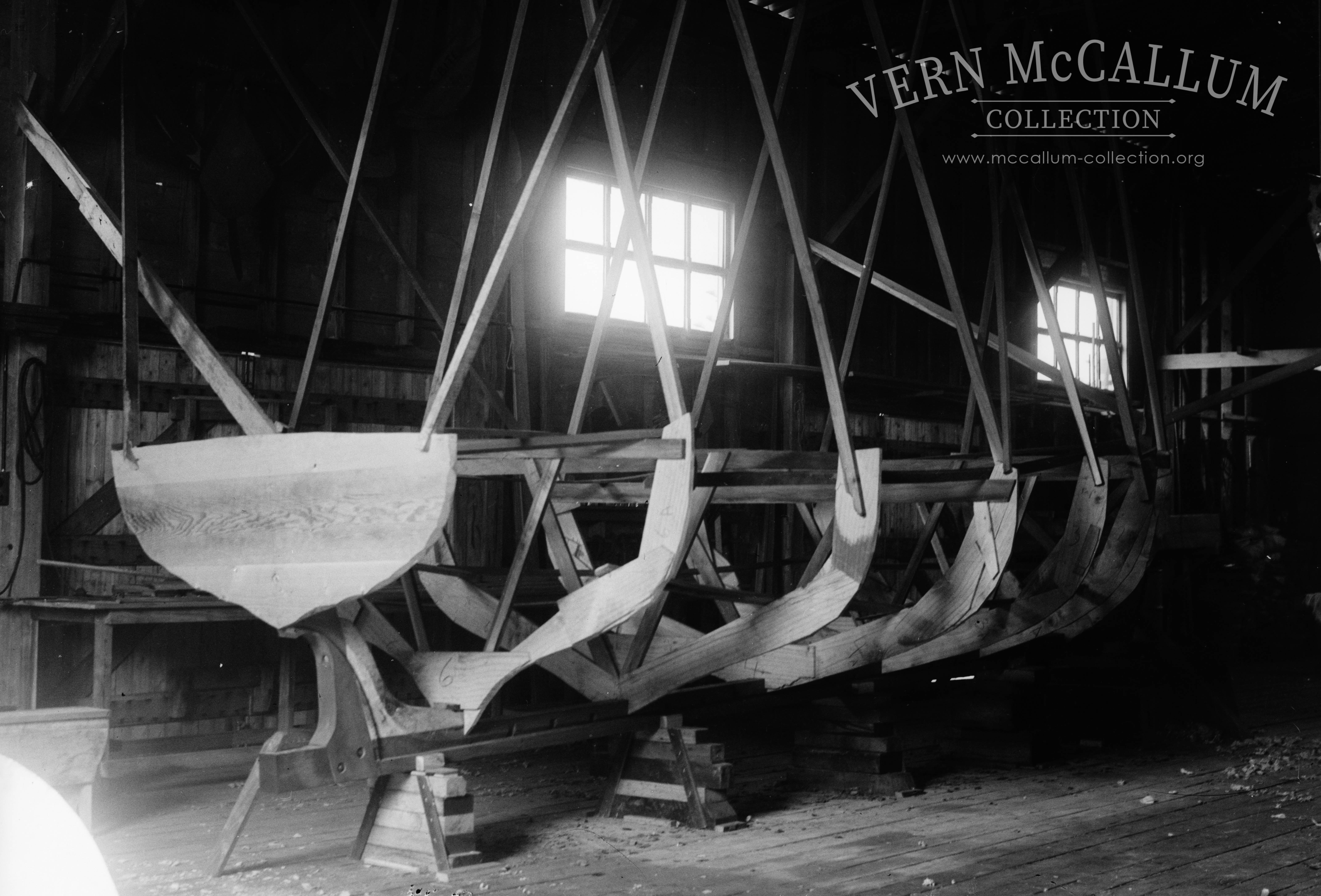 Building a boat in Ron Stewart's boat shed.