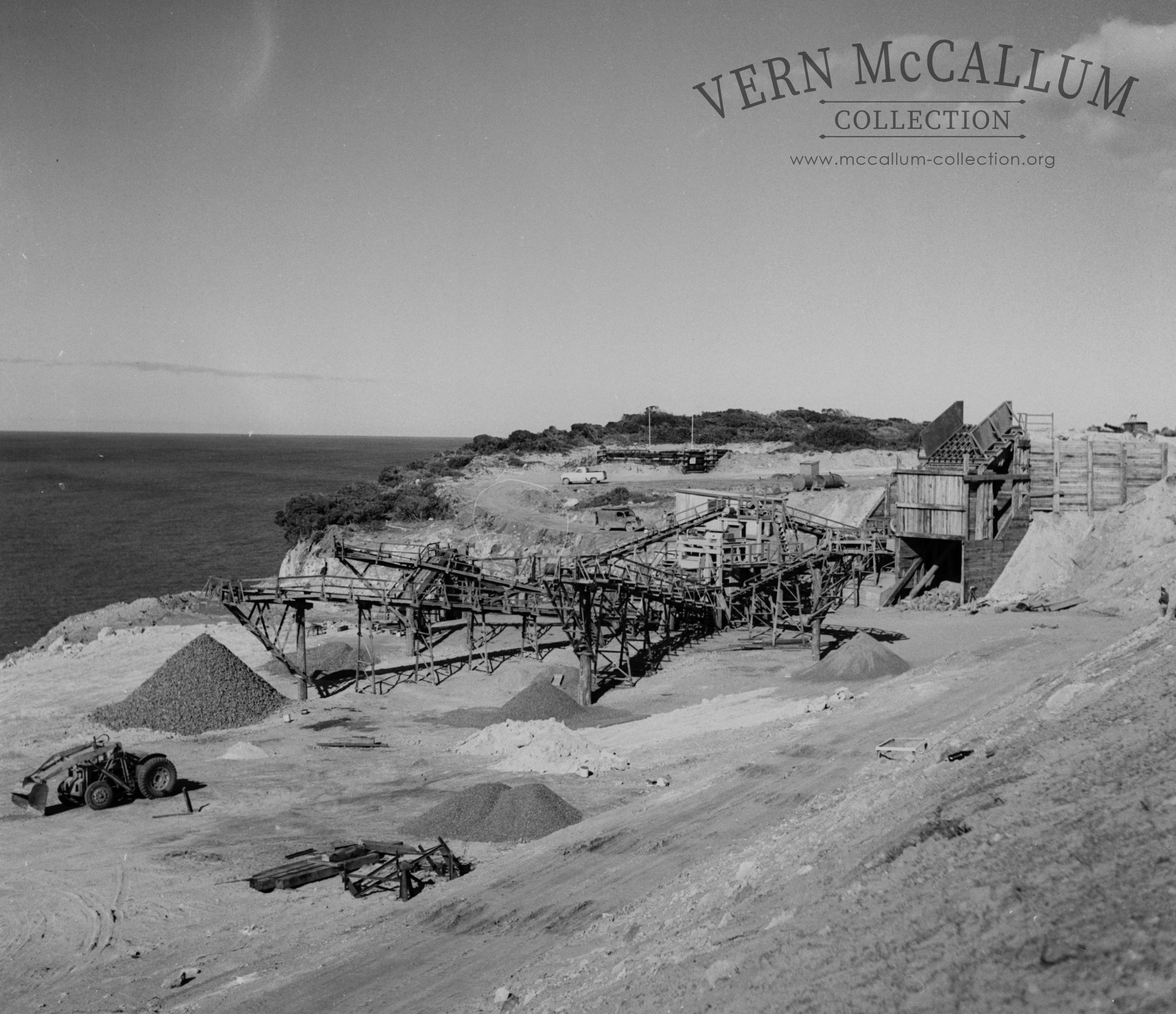 The crusher at Cape Grant quarry.note the different grades of stone.