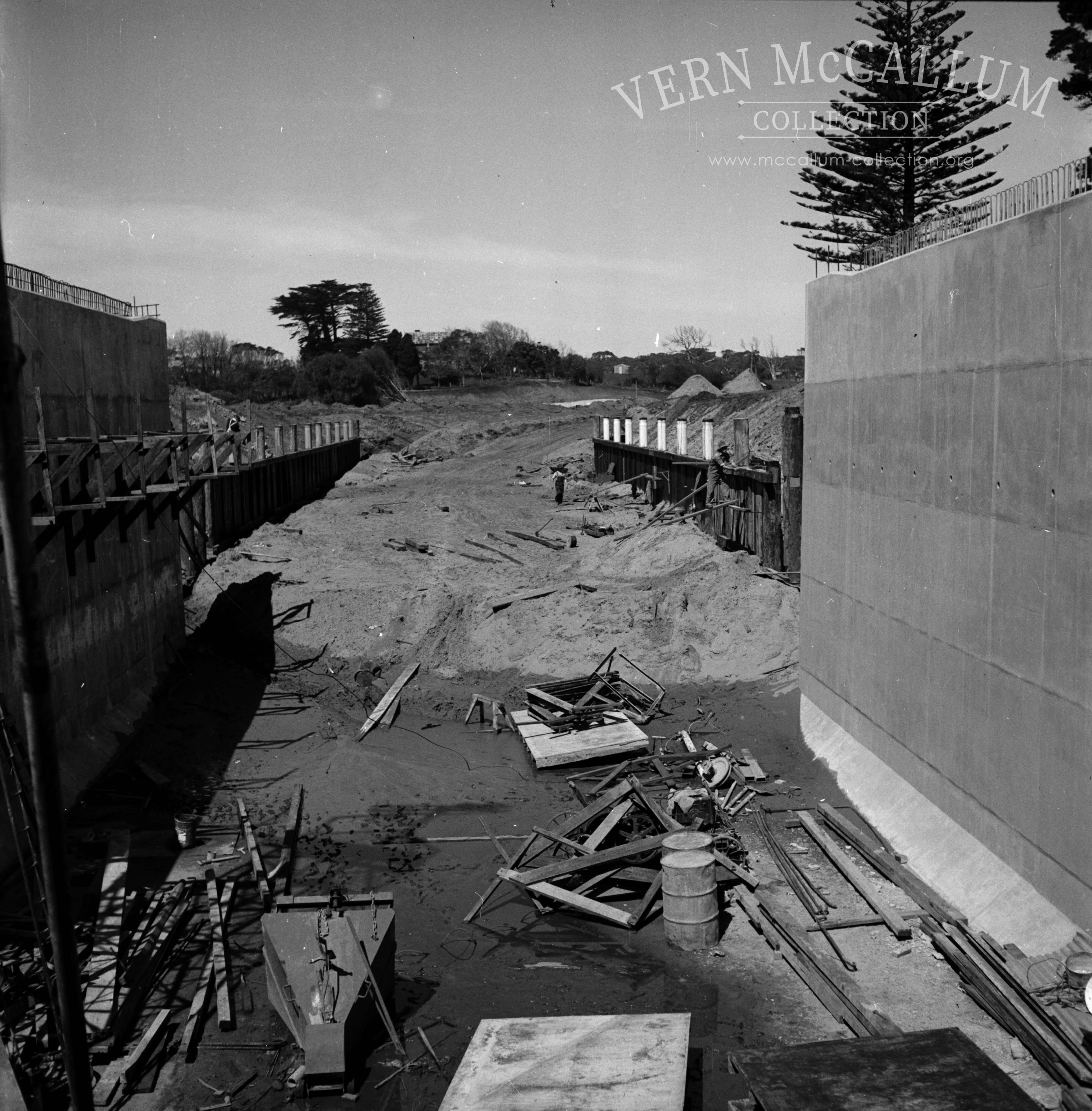 The canal bridge during construction.