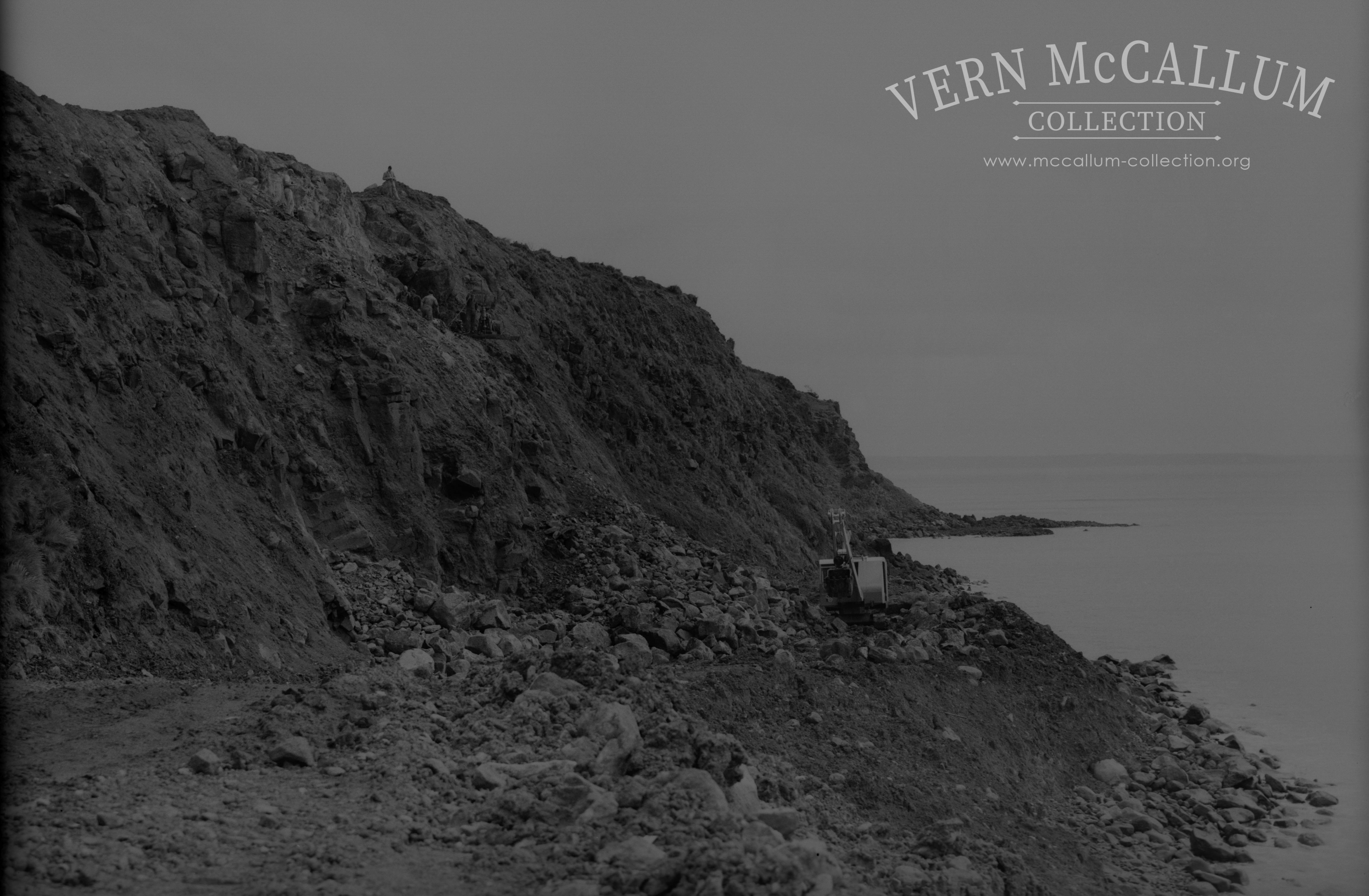 Blacknose quarry.note the workers ,part way up the face below the man on top of the cliff drilling for another blast.