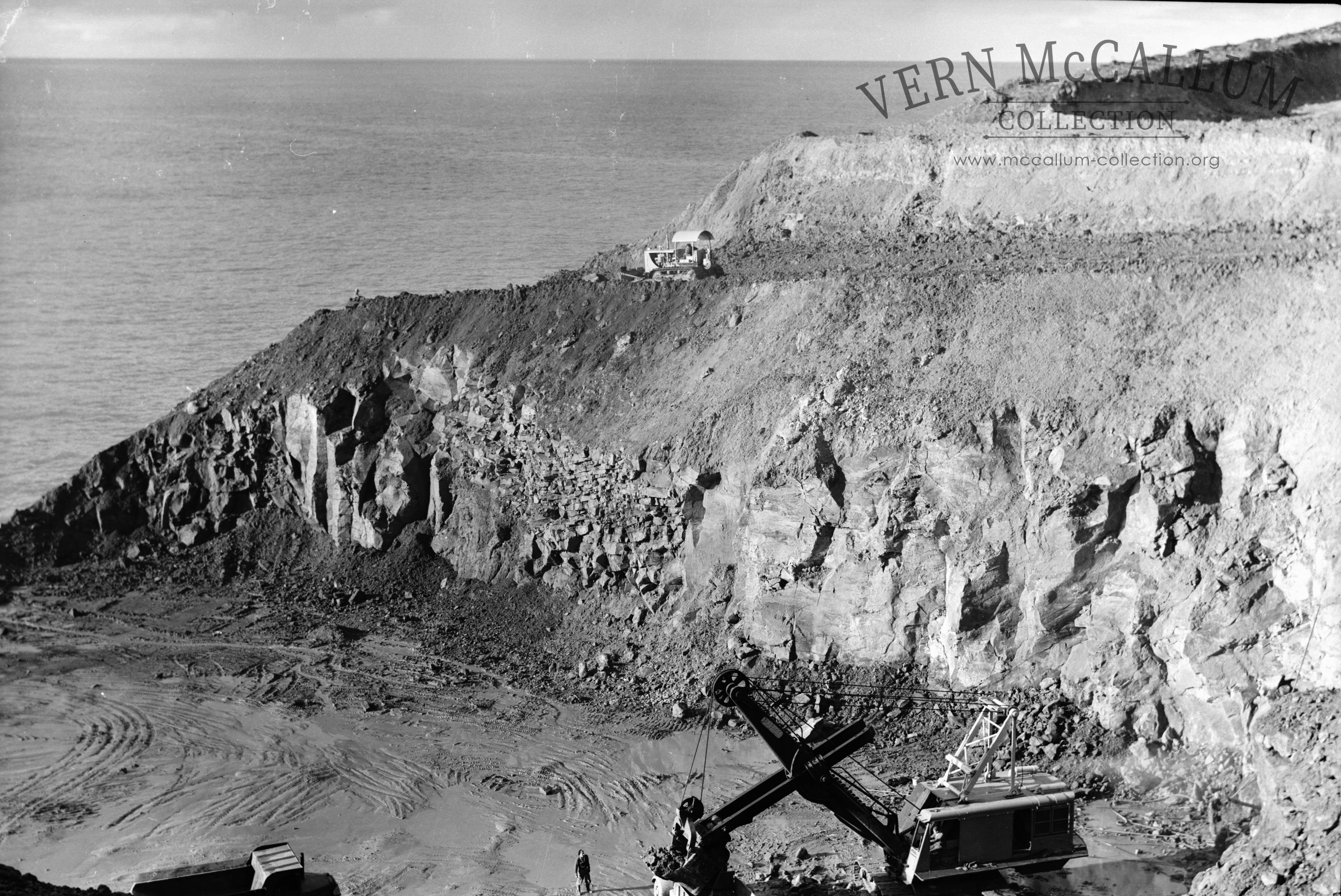 The Marrion at Cape Grant quarry.dozing the overburden into the sea,