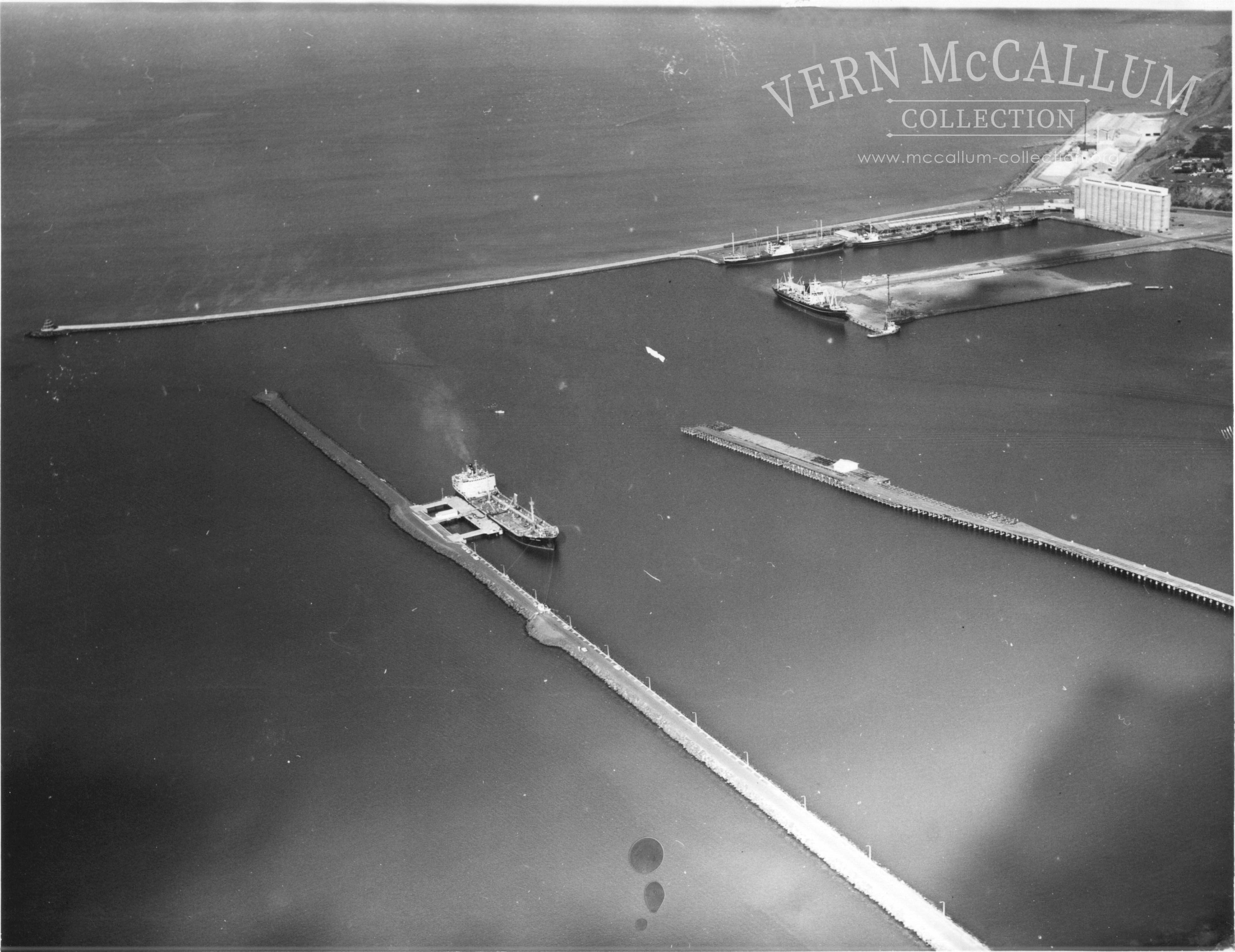 An aerial view of the port at Portland.