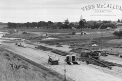 Construction of the railway line to the port, Portland. Note the Admella lifeboat shed in the gardens where it was stored for many years.