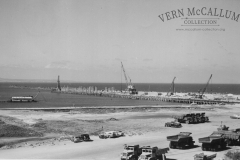 Constuction of the K.S. Anderson wharf, Portland. Driving the concrete piles for the K.S. Anderson wharf.