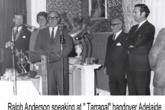Ralph Anderson speaking at "Tarragal" handover, Adelaide.