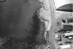 Aerial photo of Portland Harbour Trust Offices and horzontal wheat shed.