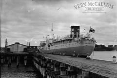 A ship moored on the Ocean pier Portland .
This was done from a glass negative .