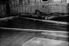 In the model shed where tests were done to work out how different senarios would efect the harbour.