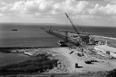 A view of the K S Anderson Wharf area during construction.driving the piles for Hornibrooks crane to run along .