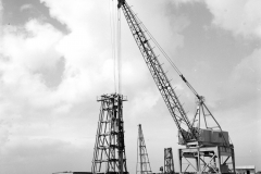 Driving piles Hornibrooks crane.
