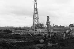 Driving piles for the railway bridge in Julia street.