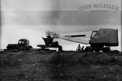 The Harman shovel arriving at Blacknose quarry on a Mack truck.