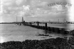 Driving timber piles for the groyne.